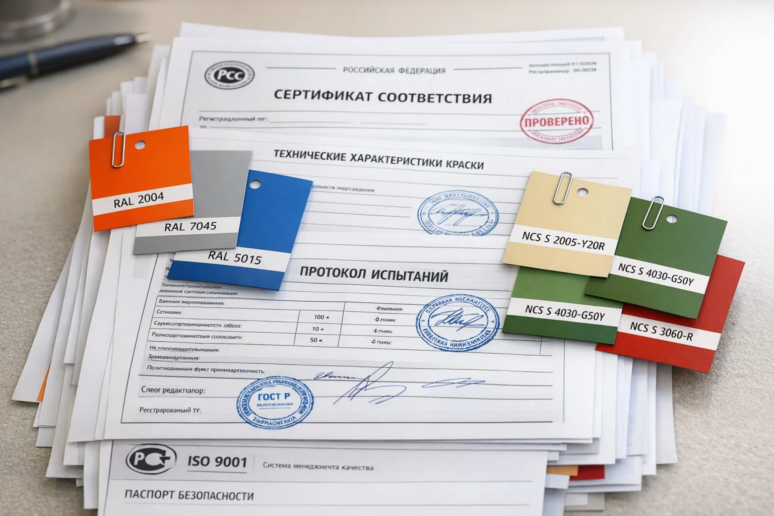 Пакет сертификатов и технической документации для экспорта краски