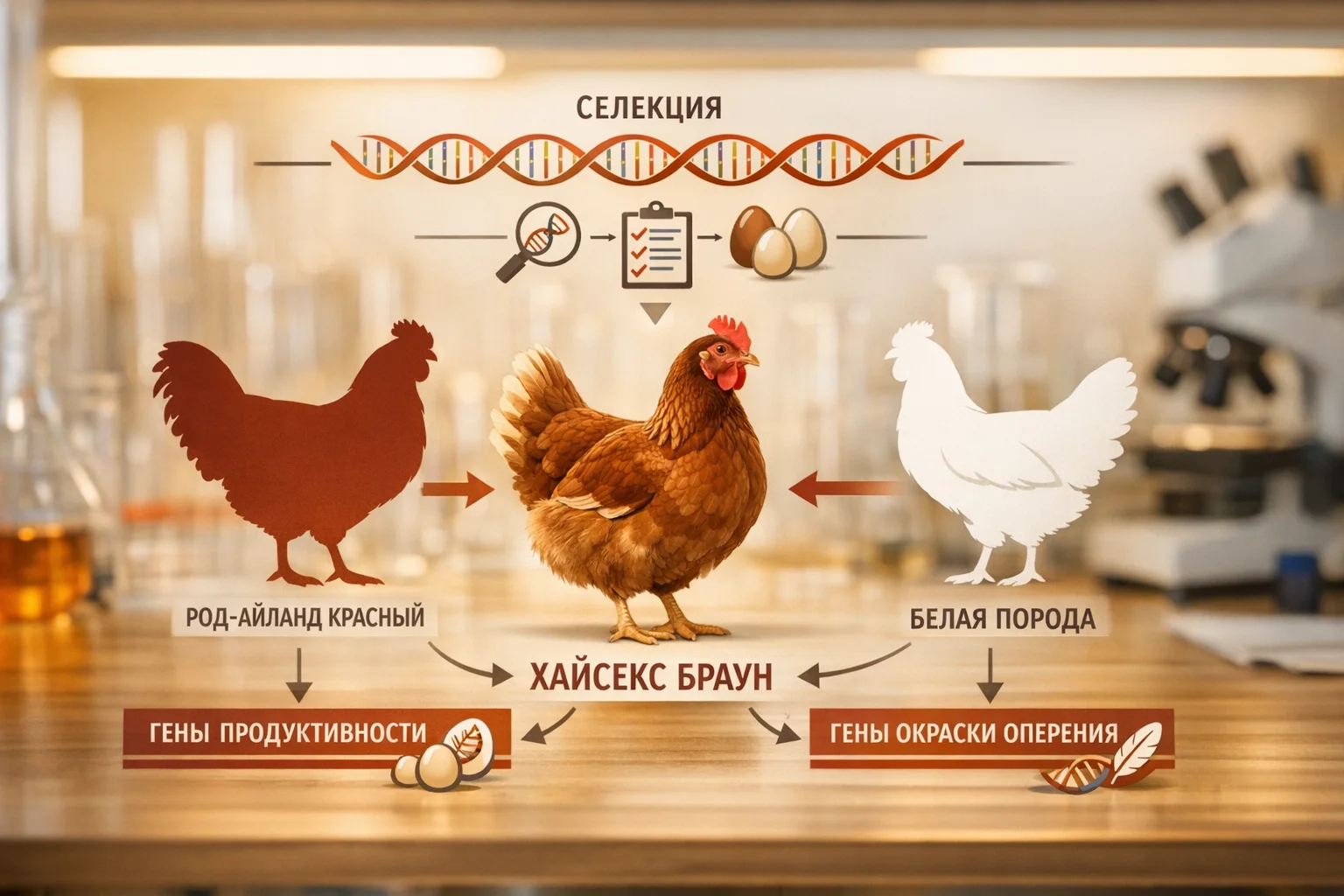 Генетическое происхождение кросса Хайсекс Браун из линий Род-Айланда
