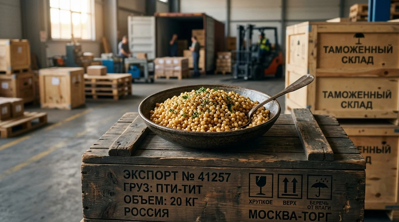 Миска с птитимом на экспортном ящике с маркировкой поставок