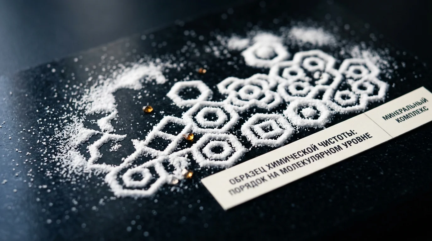 Белый кристаллический порошок оксида калия с четкой структурой частиц