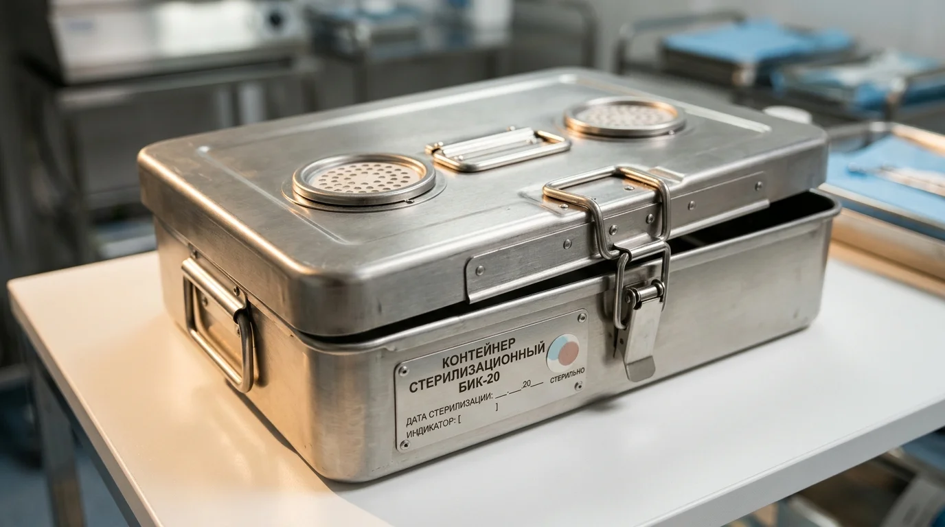Стерилизационный контейнер из нержавеющей стали с фильтрующими элементами