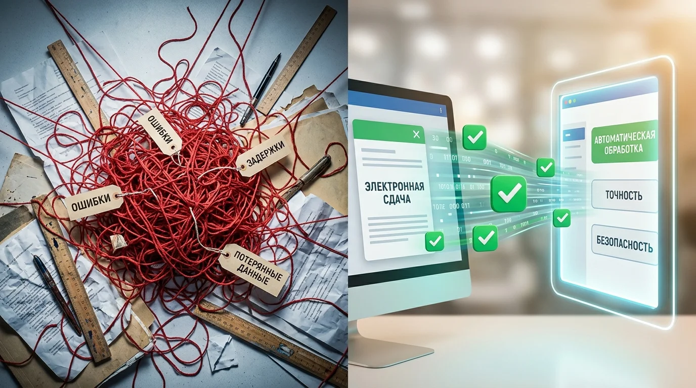 Контраст между неправильным и правильным процессом подачи статистических форм