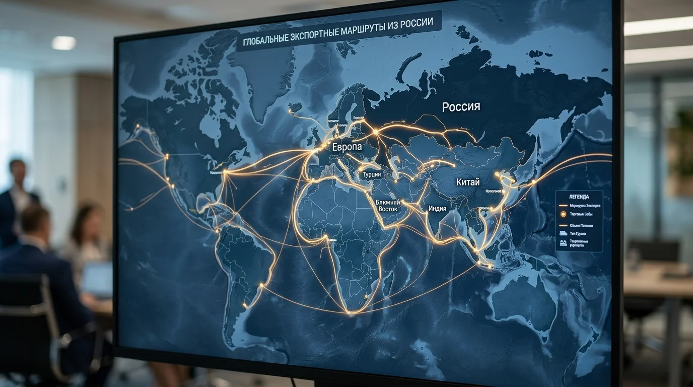 Карта экспортных маршрутов Октябрьской птицефабрики на международные рынки