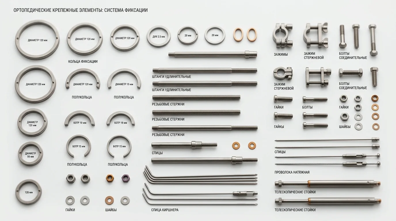 Модульные компоненты и комплектующие аппаратов Илизарова