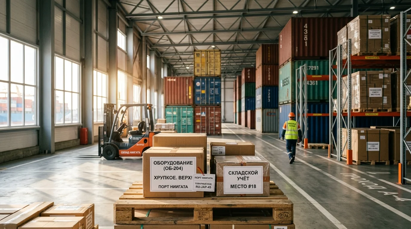 Склад японского поставщика с организованным хранением контейнеров и товаров