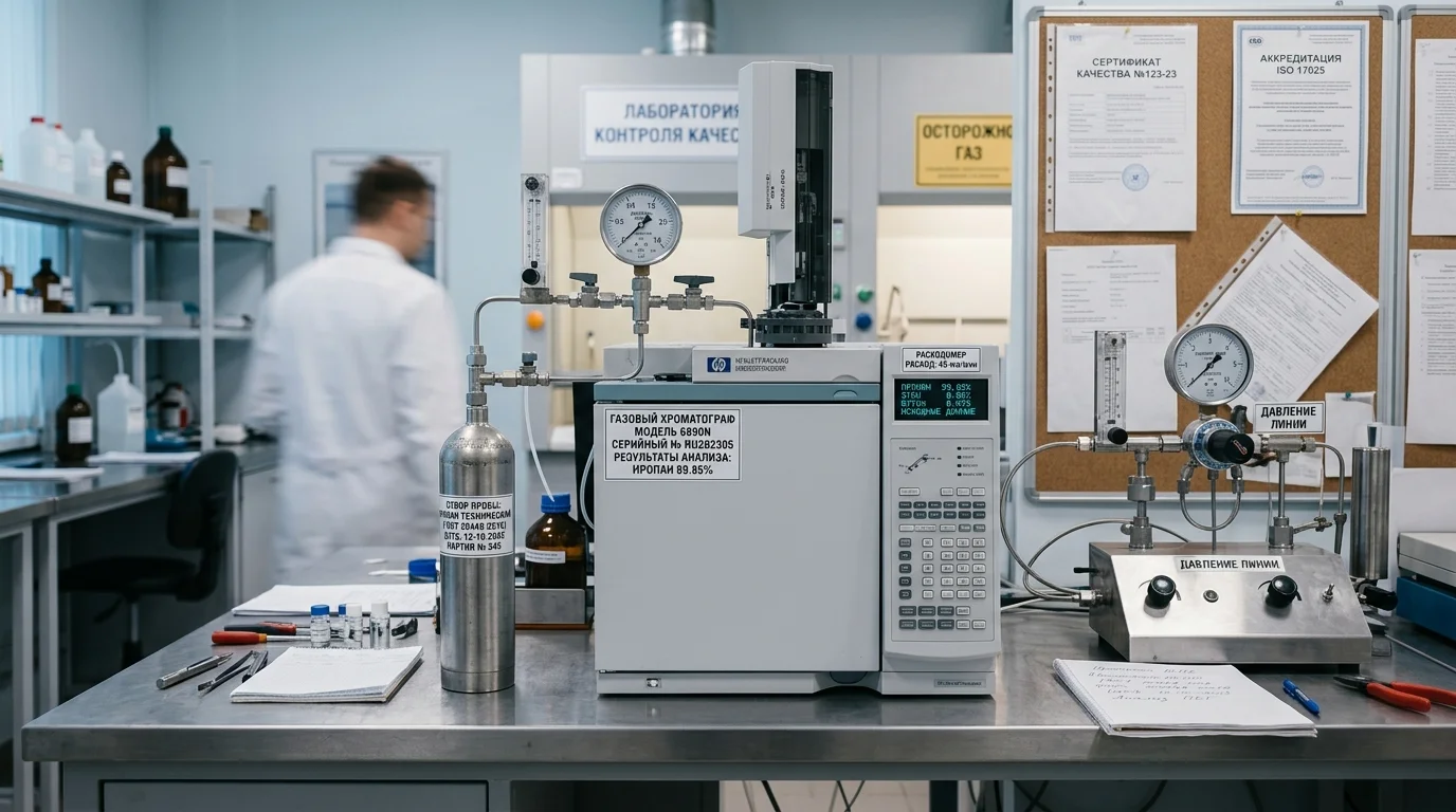 Лабораторное тестирование качества пропана в соответствии с международными стандартами