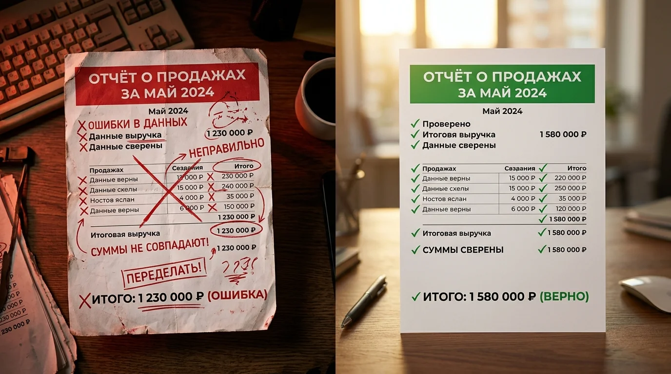 Сравнение документа с ошибками и правильно оформленного УПД