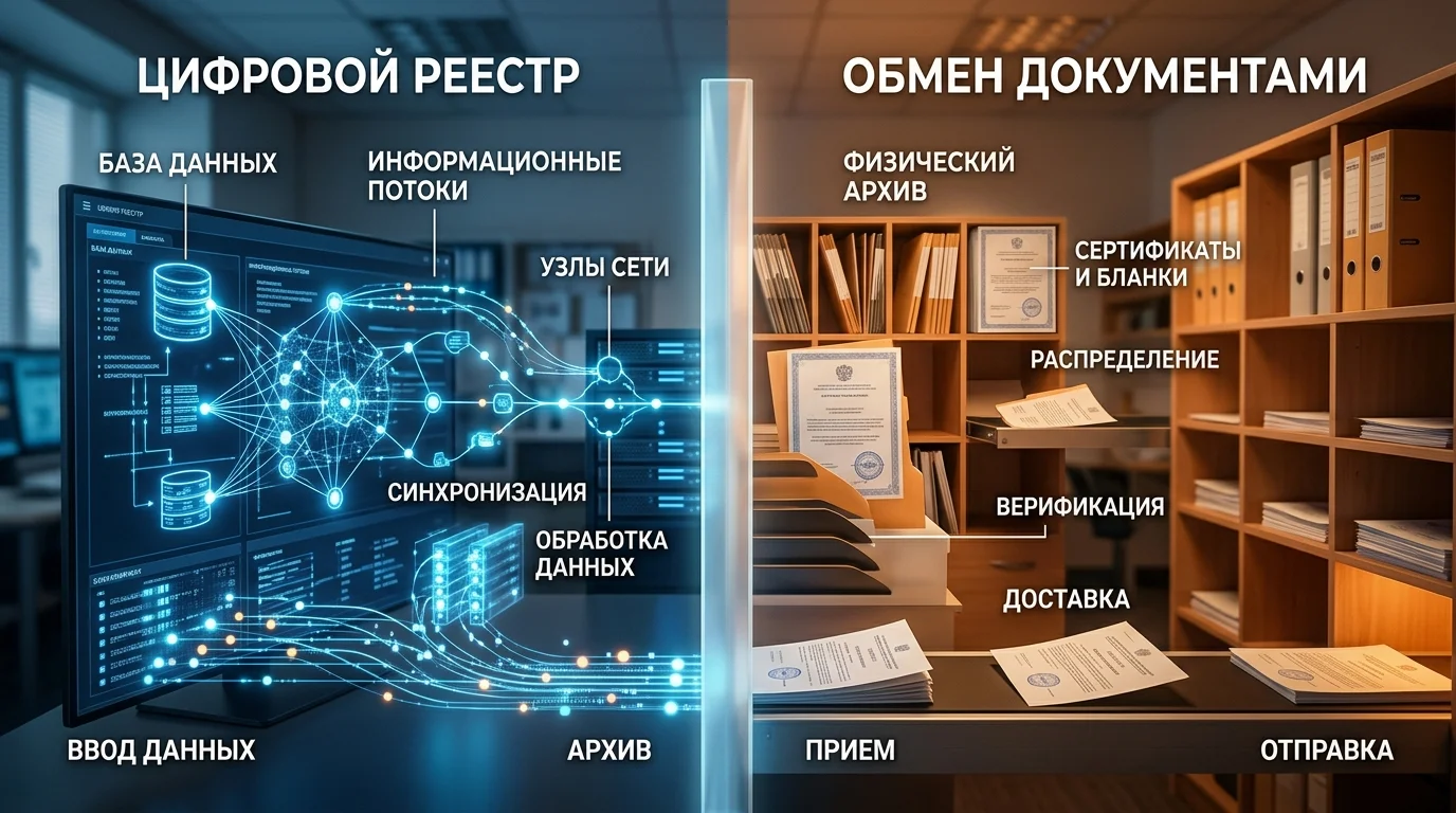 Визуальное сравнение системы Цербер как реестра и системы Меркурий как документооборота