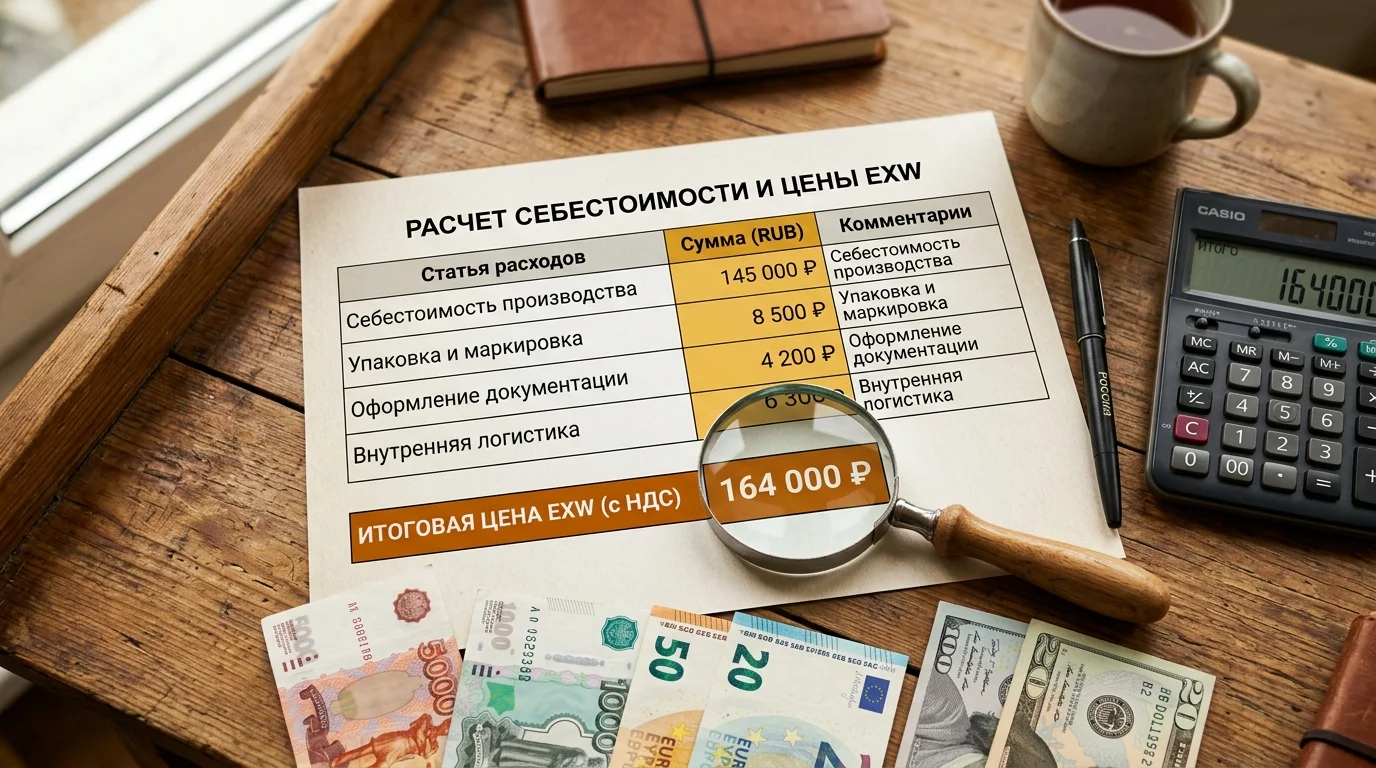 Расчёт цены EXW с разбивкой по статьям затрат