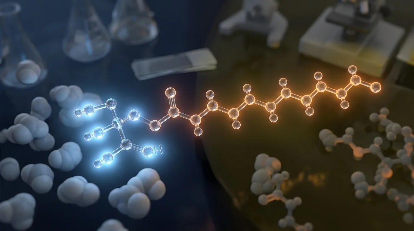 Молекулярная структура моноглицерида с гидрофильным и липофильным концами