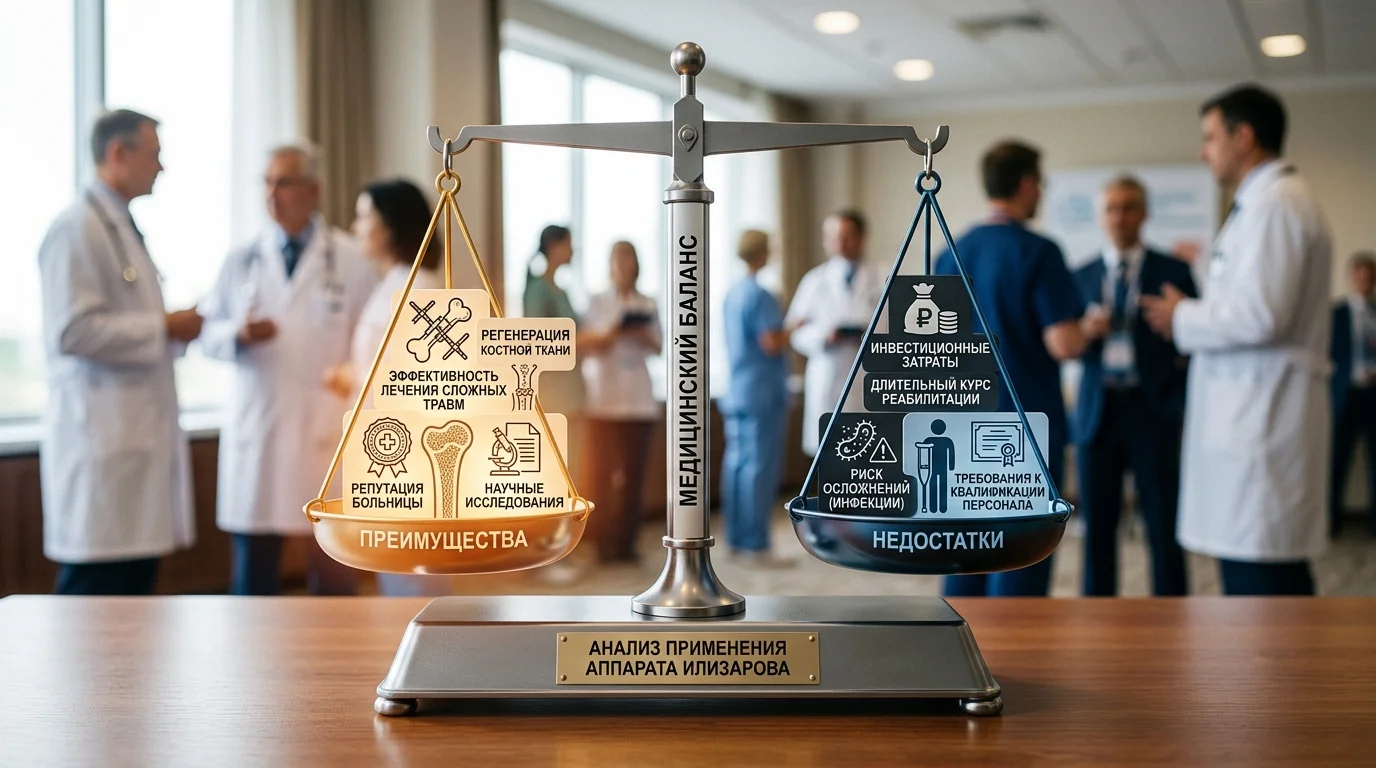 Сравнительная диаграмма преимуществ и недостатков метода Илизарова