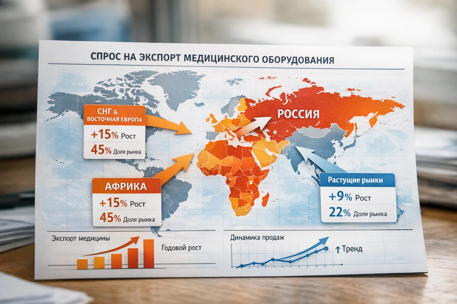 Географическая карта основных рынков экспорта аппаратов Илизарова