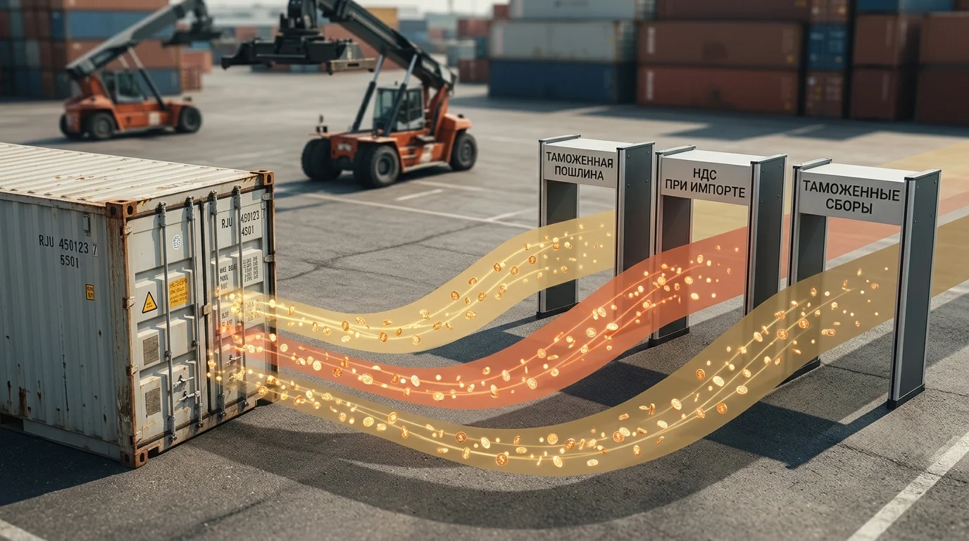 Визуальная схема трёх основных видов таможенных сборов при экспорте товаров