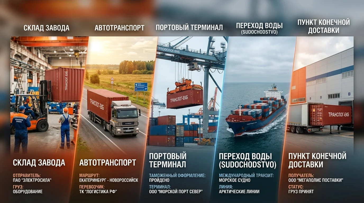 Этапы доставки товара при различных условиях Инкотермс